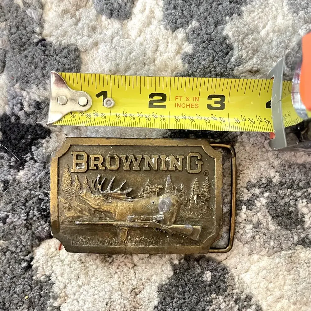 Vintage 1977 Indiana Metal Craft Browning Deer Elk Buck Hunting Belt‎ Buckle
